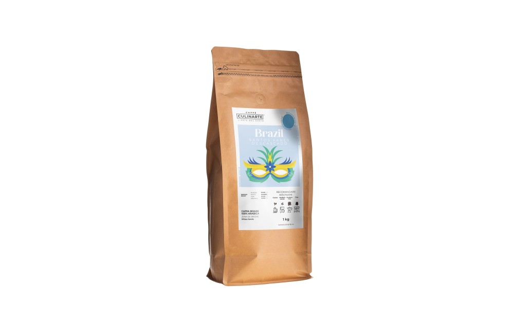 Cafea Boabe Prajita Decofeinizata SANTOS, 1 kg